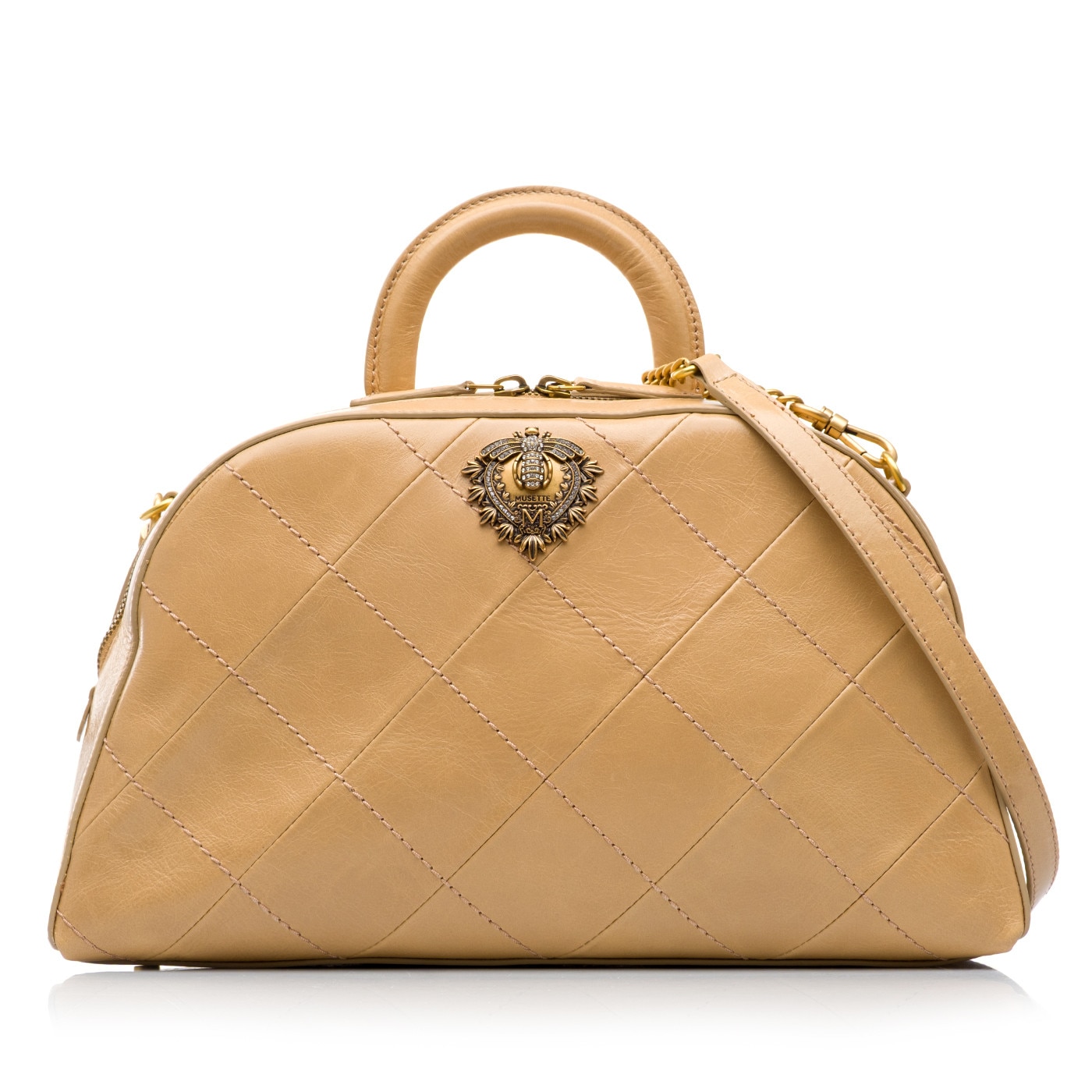 Geanta de umar, Musette, JOSEPHINE MM, Piele naturala, Bej - eMAG.ro