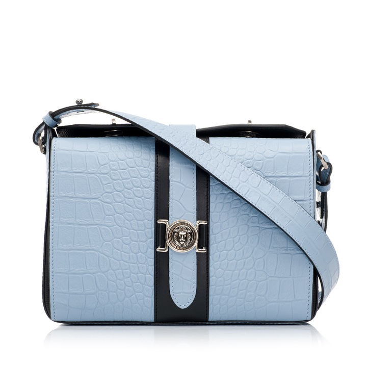 Geanta de umar, Musette, Geanta KASIA, Piele naturala, Bleu