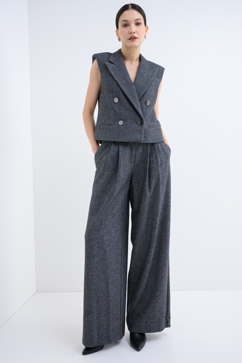 ARMANI EXCHANGE, Vesta supradimensionata din amestec de lana virgina, Negru, Gri, L