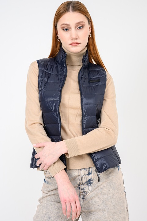 ARMANI EXCHANGE, Vesta cu umplutura de puf si fermoar, Bleumarin, L