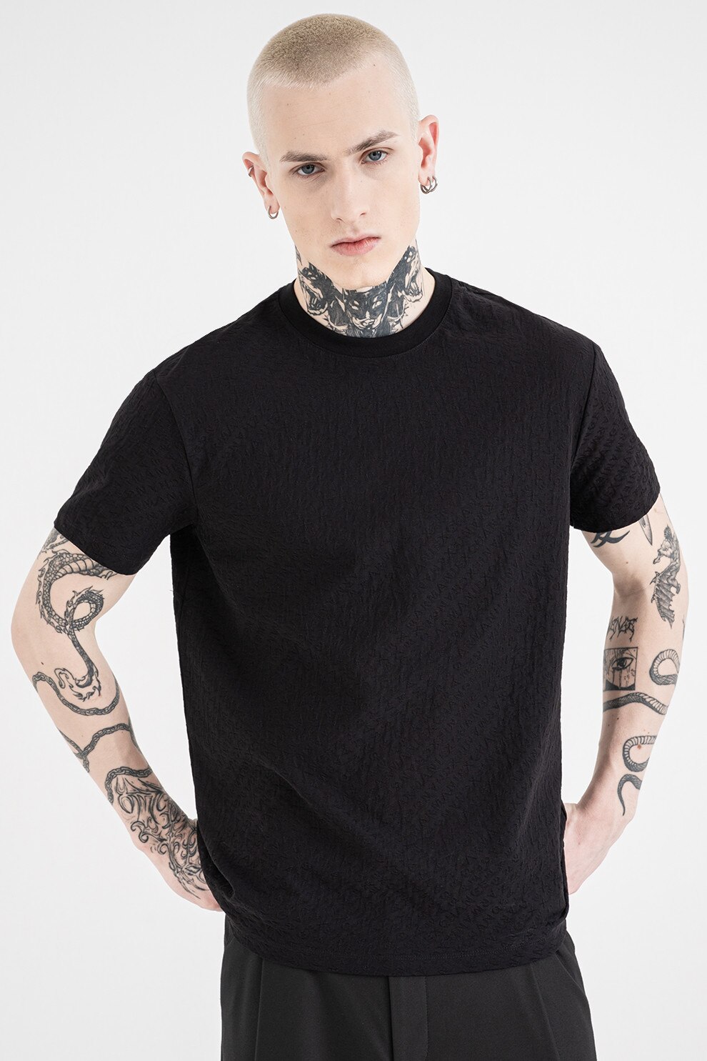 ARMANI EXCHANGE, Tricou regular fit cu decolteu la baza gatului
