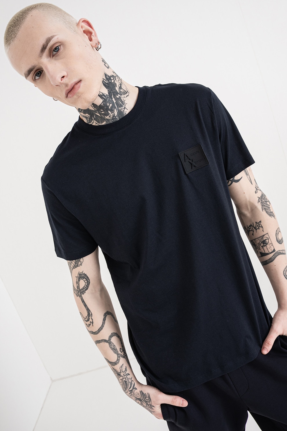 ARMANI EXCHANGE, Tricou regular fit cu decolteu la baza gatului