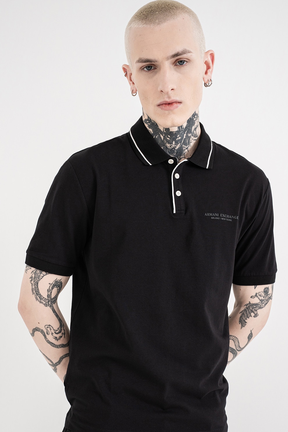 ARMANI EXCHANGE, Tricou polo uni, Negru, S
