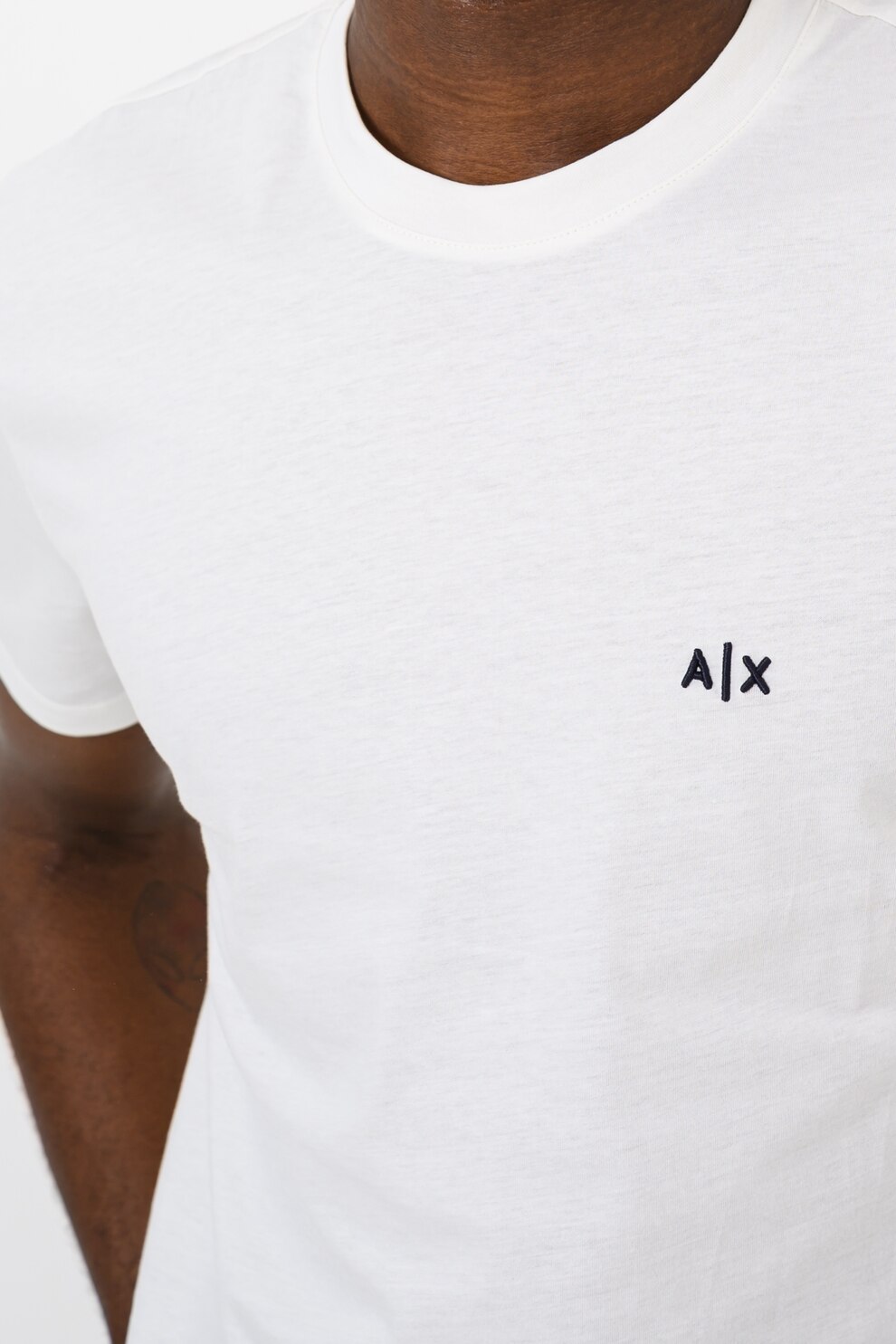 ARMANI EXCHANGE, Tricou uni de bumbac cu logo discret, Alb, XL