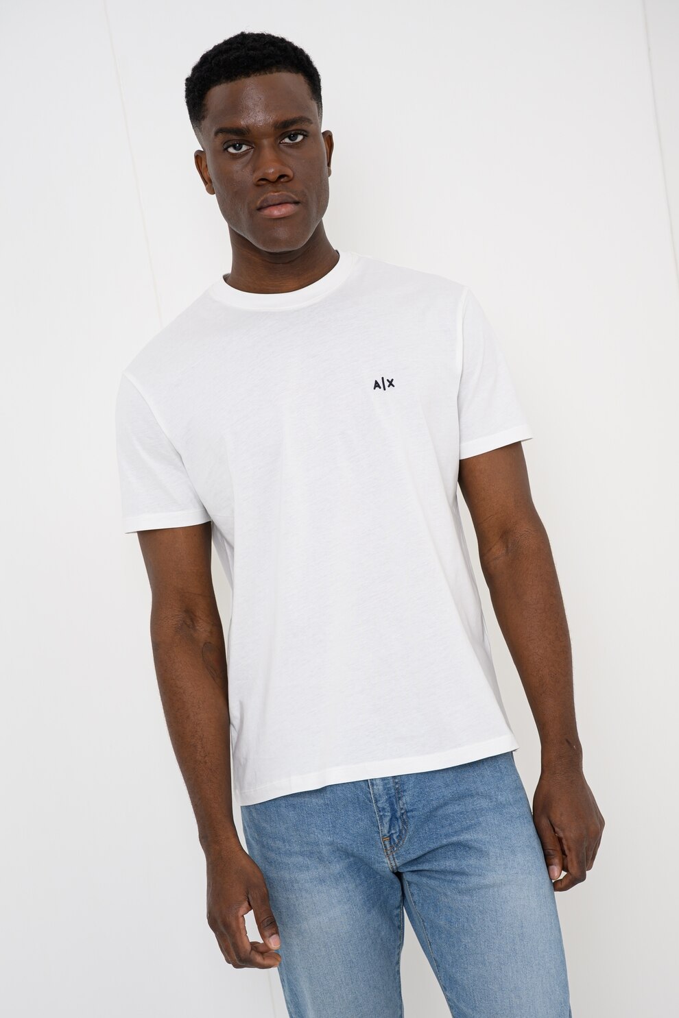 ARMANI EXCHANGE, Tricou uni de bumbac cu logo discret, Alb, XL