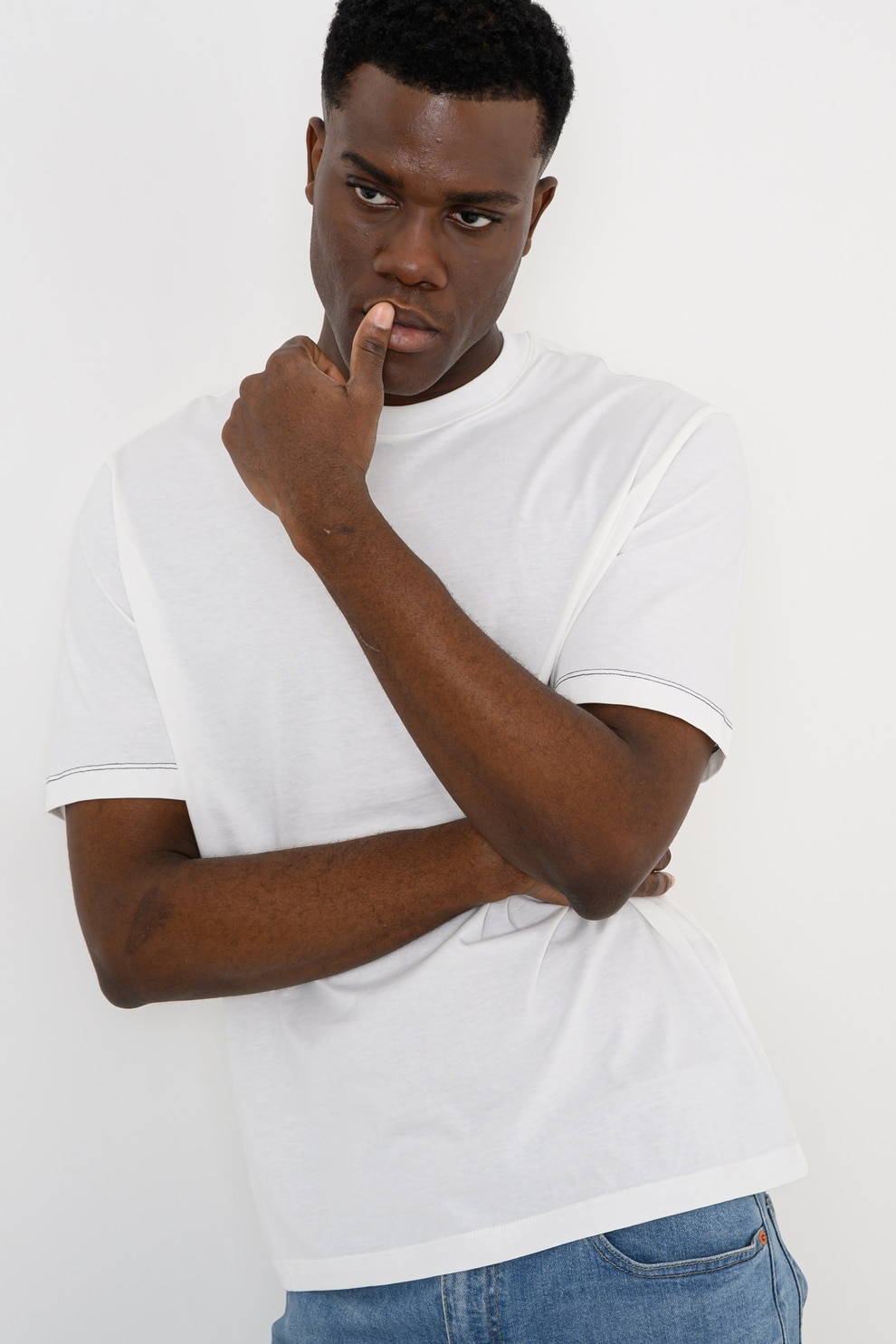 ARMANI EXCHANGE, Tricou regular fit de bumbac, Alb, Albastru ultramarin, M