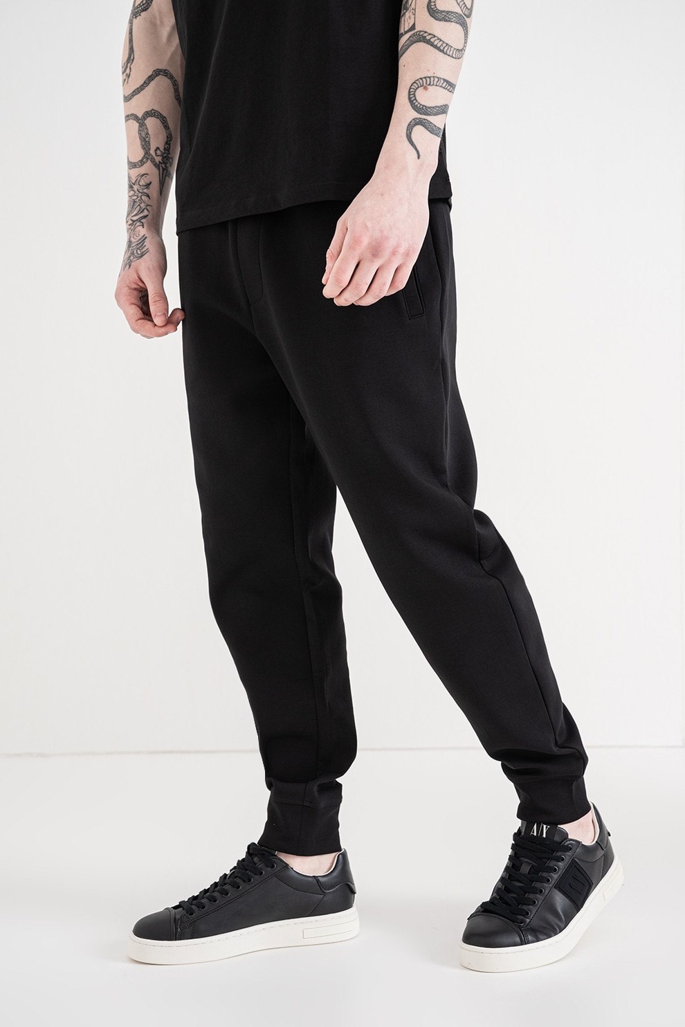 ARMANI EXCHANGE, Pantaloni conici din amestec de bumbac, Auriu, Negru, M