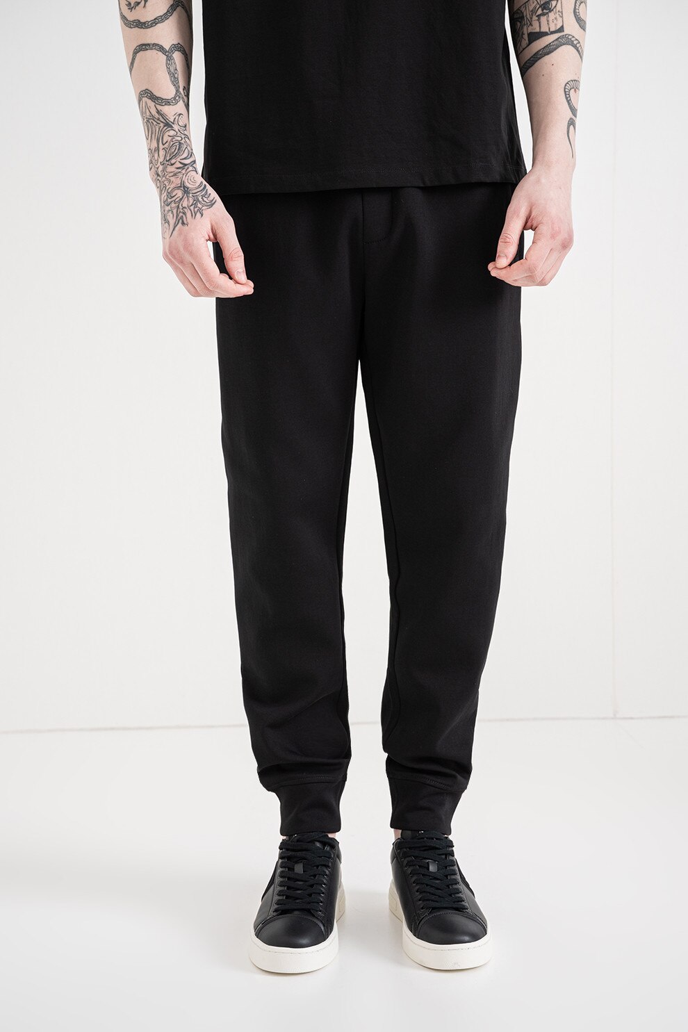 ARMANI EXCHANGE, Pantaloni uni de trening din amestec de bumbac, Negru, M