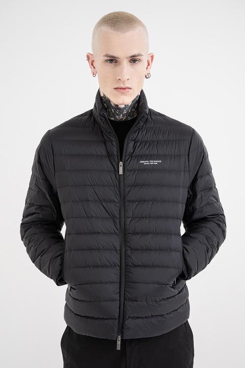 ARMANI EXCHANGE, Jacheta matlasata cu fermoar, Negru
