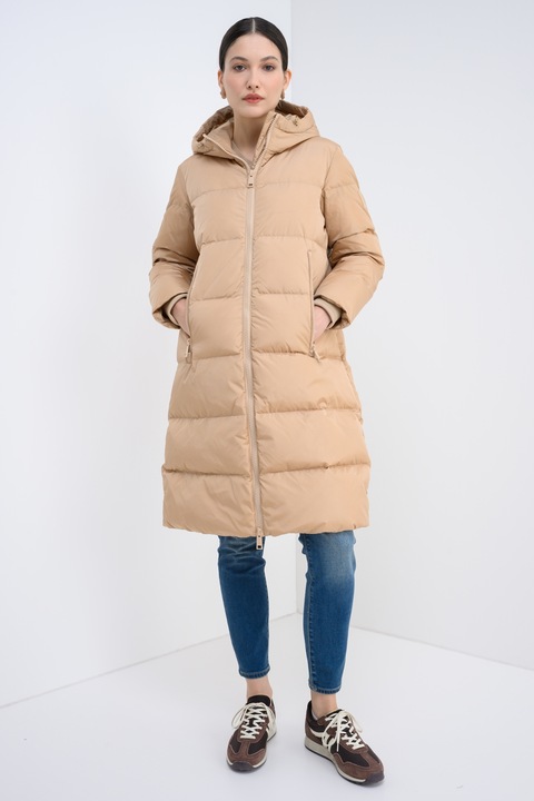 ARMANI EXCHANGE, Geaca lunga cu umplutura de puf, Bej inchis