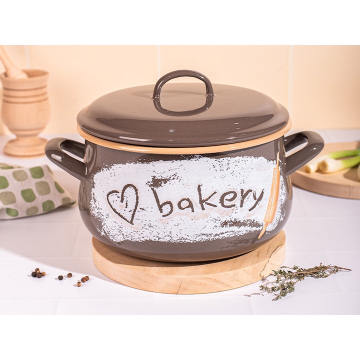 Oala 4l cu capac Bakery Metalac email/20cm/4l