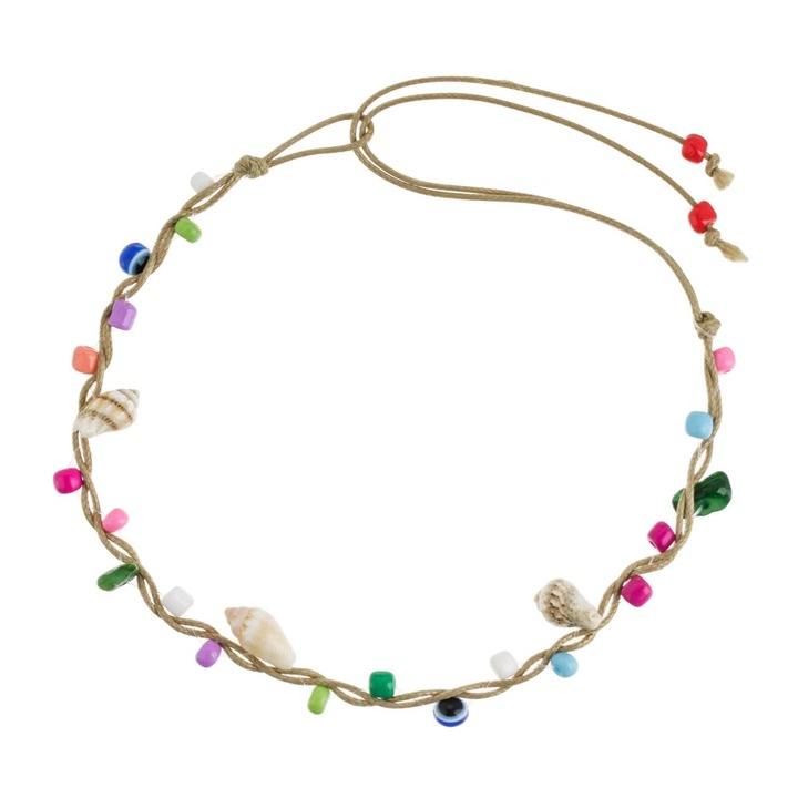 Bratara de Picior cu Siret Nude & Margele Colorate Scoici pentru Femei