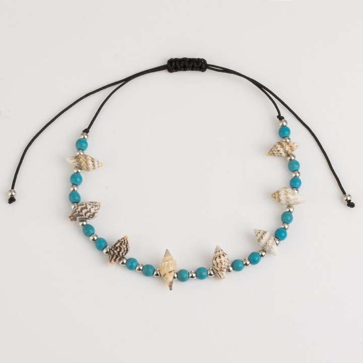 Bratara de Picior Siret cu Pietre Turcoaz & Scoici pentru Femei