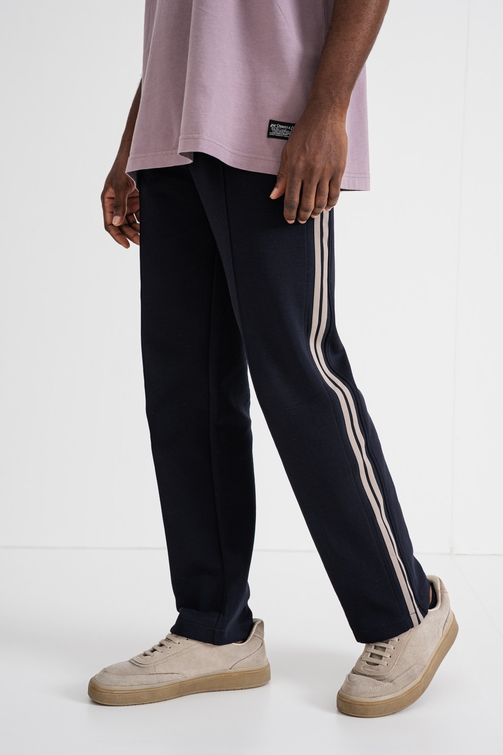 ARMANI EXCHANGE, Pantaloni cu snur si benzi contrastante, Negru, XL