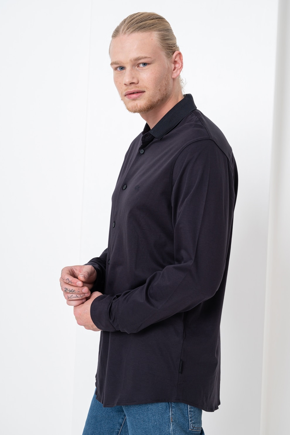 ARMANI EXCHANGE, Camasa relaxed fit de bumbac, Gri antracit, L