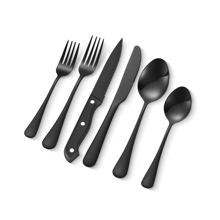 Set Argintarie 48 Piese, Tacamuri din Otel Inoxidabil, Set pentru 8 Personae, Rezistent la Coroziune, Usor de Curatat, Design Modern