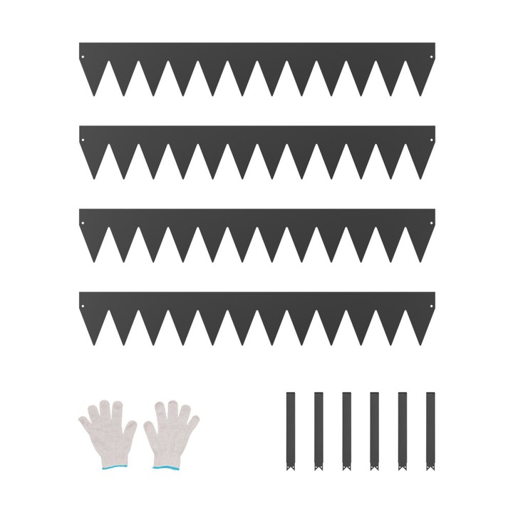 Комплект ландшафтни бордюри, 4 броя, 101,6 x 15,24 см, стоманени, разделител за пътеки, устойчиви на ръжда