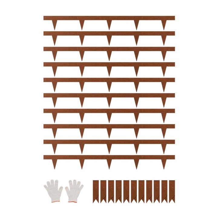 Стоманени ландшафтни бордюри, комплект от 10, 101,6 x 11,43 см, устойчиви на атмосферни влияния, за тревни площи и дворове