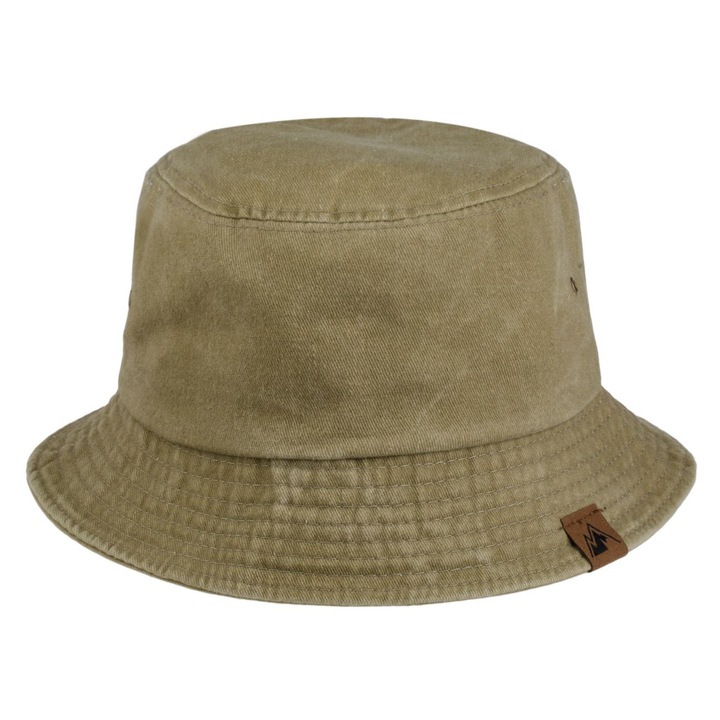 Palarie de Tip ”Bucket” din Bumbac Verde Olive cu Patch Maro pentru Barbati