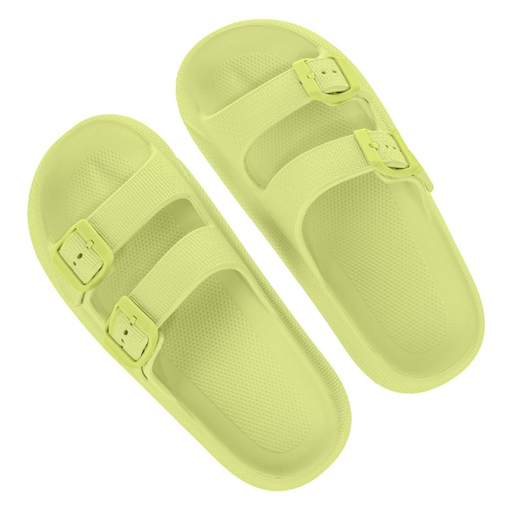 Papuci de Plaja Femei, verde lime, 38 EU, curele duble