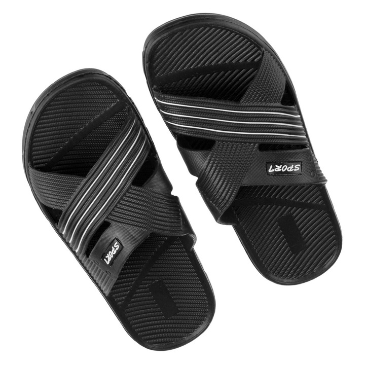 Papuci barbatesti negri cu curea x, 42 EU