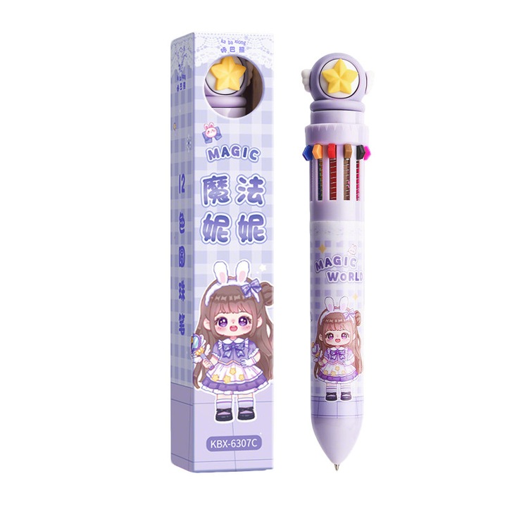 Pix cu bila, 12 culori, usor de utilizat, violet