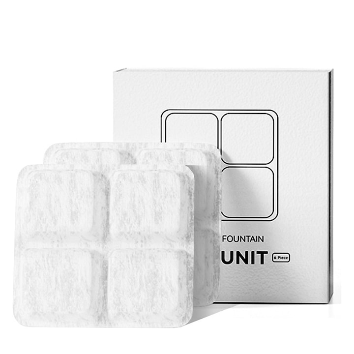 Set filtre pentru dozator automat de apa (6+6), 6 luni de utilizare, potrivit pentru dozatoarele de apa pentru caini si pisici, purificare, carbune activ, indeparteaza eficient impuritatile si parul 6 filtre din bumbac, alb