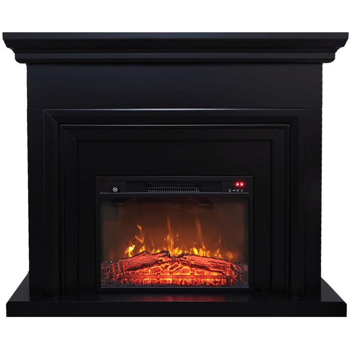 Semineu electric 3D ElectricSun SONIA negru mat, cu sunet, 3 culori, Wi-Fi cu APP internet, L120xH102cm