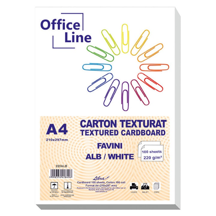 Carton texturat A4 220gr ALB FAVINI top.100