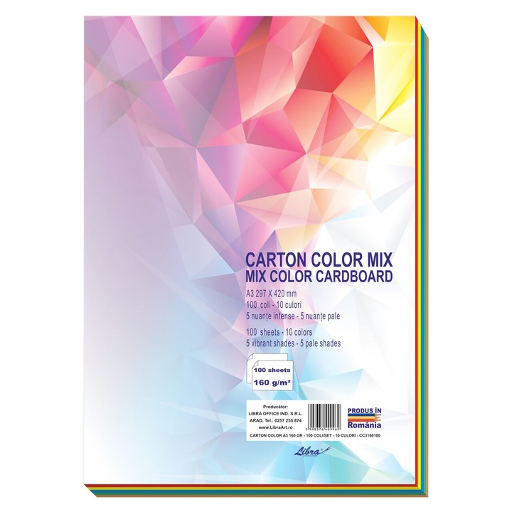 Carton color A3 160gr set 100 Libra CC3160100