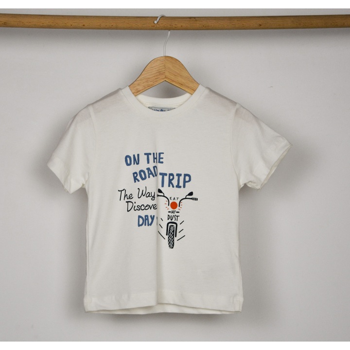 "On the road trip" póló, 100% biopamut, Fehér