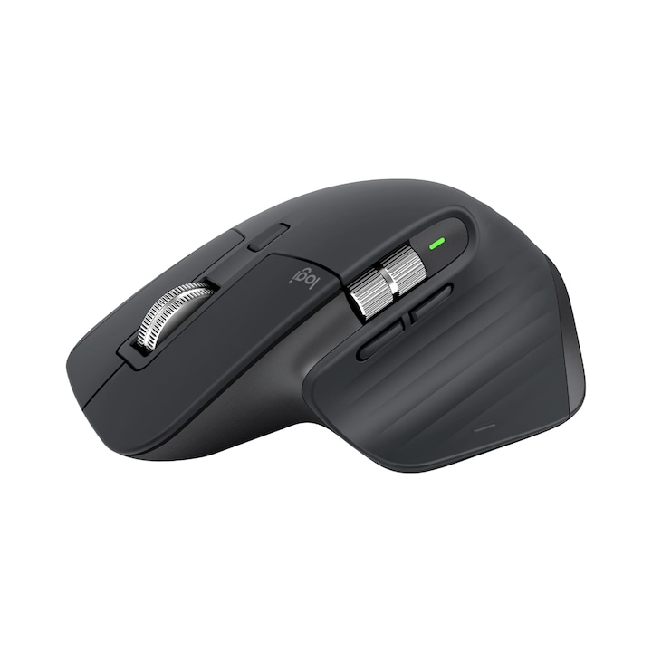 Logitech Mx Master 3S – Високопроизводителна безжична мишка, ергономична, 8K Dpi, проследяване на стъклото, безшумно щракване, USB-C, Bluetooth, Windows, Linux, Chrome – тъмносива