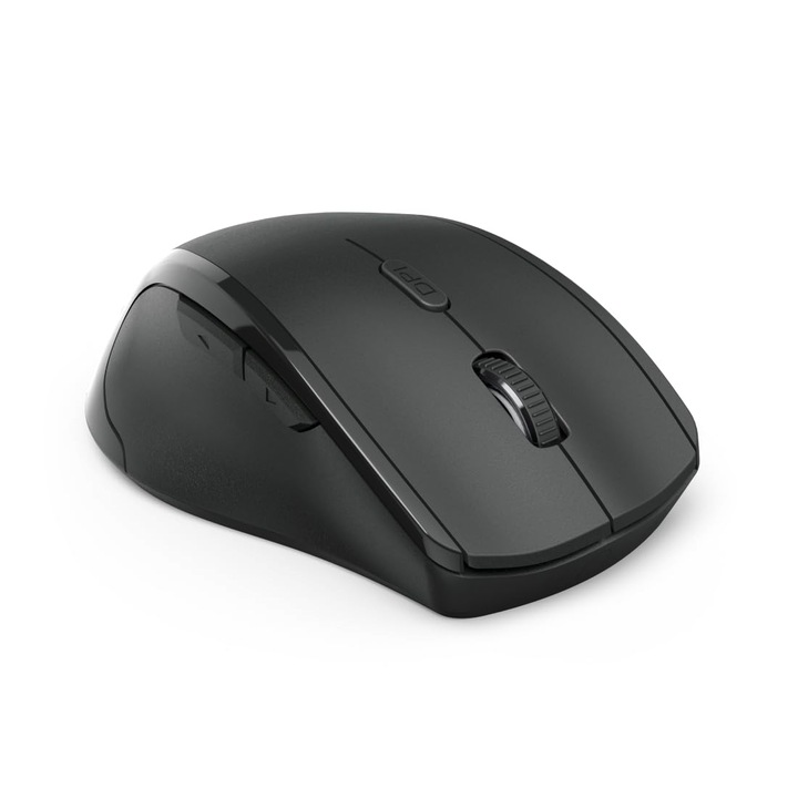 Mouse Wireless Hama Pentru Stangaci, Ergonomic (Mouse Pentru Stangaci Fara Cablu, Mouse Radio Wireless, Receptor Usb, Vertical, 800-1600 Dpi, 3 Butoane Inclusiv Butoane De Browser, 2, 4 Ghz) Negru