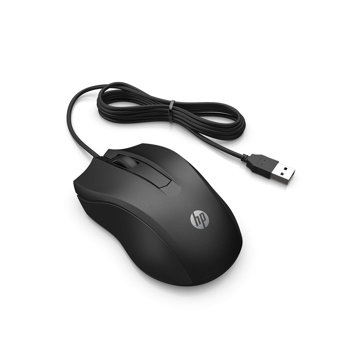 HP Mouse 100 (vezetékes egér, balkezes, jobbkezes, akár 1600 Dpi, USB-A csatlakozó) fekete