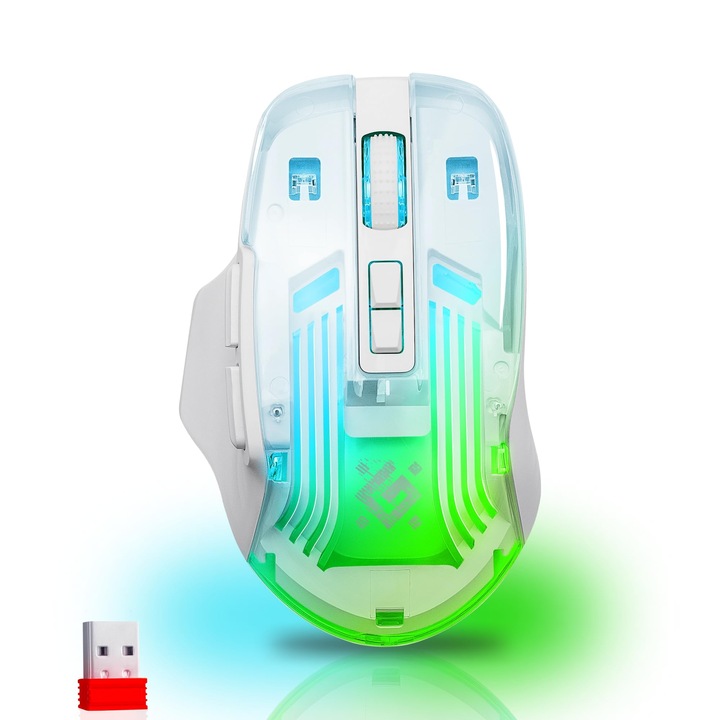 Безжична геймърска мишка Defender® Astro Elite – безжична 2.4 Ghz, 3200 Dpi, RGB, 5 програмируеми бутона, бутон Fire, 120 часа батерия, USB-C, ергономична, за компютър, лаптоп, игри