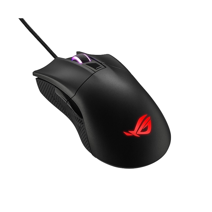 Геймърска мишка Asus Rog Gladius II Core (сензор 6200 DPI, синхронизирано осветление Aura, сменяеми превключватели) Черна