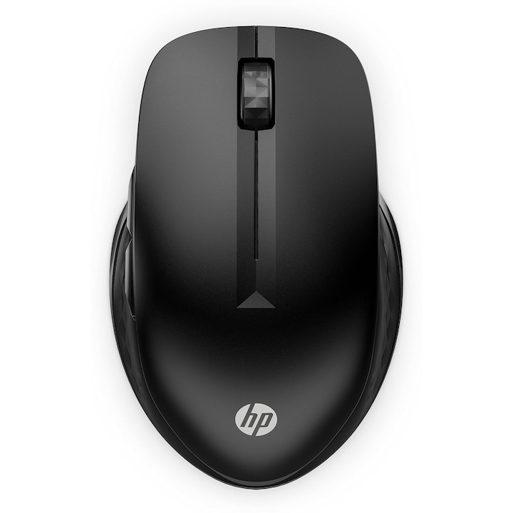 HP Wireless Mouse 430, Vezeték nélküli kapcsolat 2,4 GHz-el és Bluetooth 5.2-vel, USB adapter, 4000 Dpi, 4 gomb, Akár 2 eszközhöz, Fekete, 1 AA elemmel, Akár 24 hónap élettartam