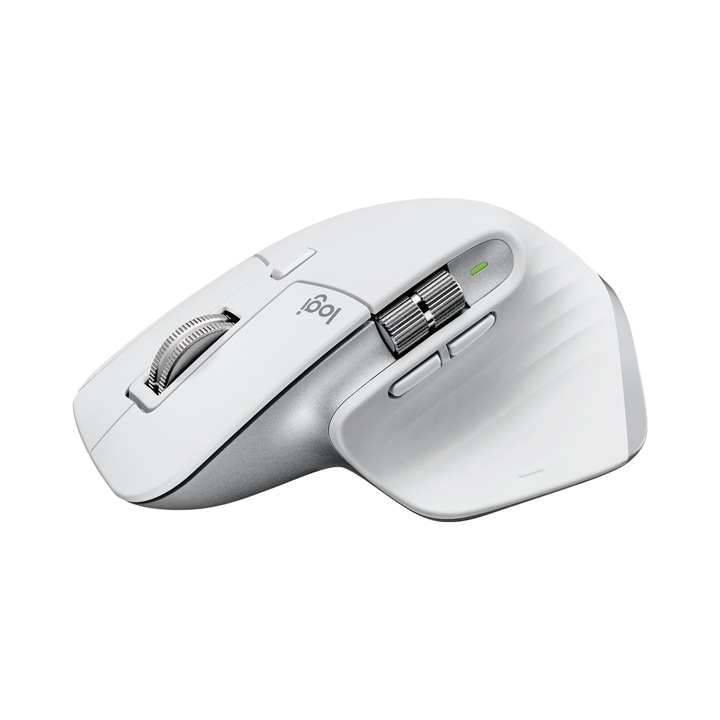 Logitech MX Master 3S безжична мишка с ултрабързо скролиране, ергономична, 8K Dpi, проследяване на стъклото, безшумни кликвания, USB-C, Bluetooth, Windows, Linux, Chrome - светлосива