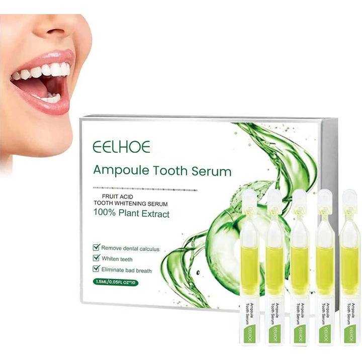 Serum pentru albirea dintilor, eliminarea petelor, tartrului si placii, EELHOE, 10 x 1.5 ml