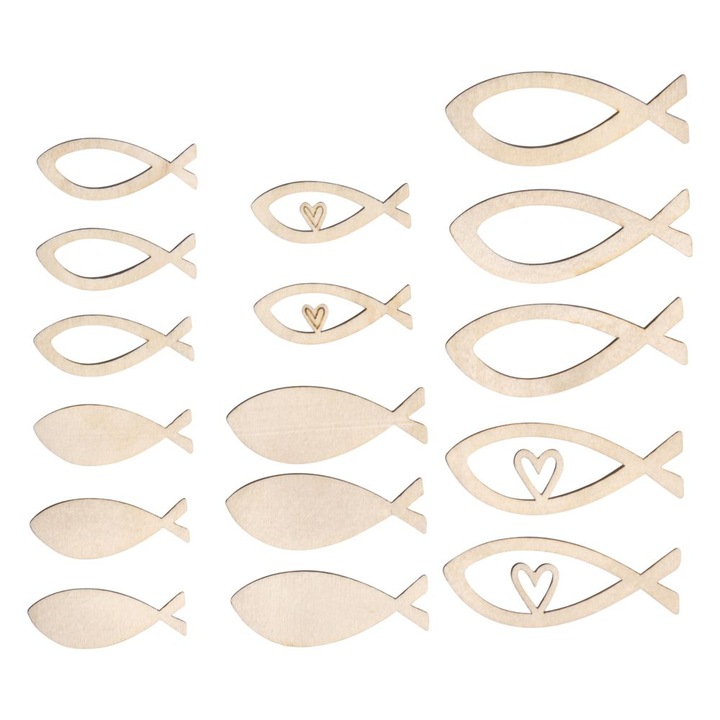 Decoratiune pestisori lemn natur 4-6 cm, grosime 1 mm, 16/set, Rayher