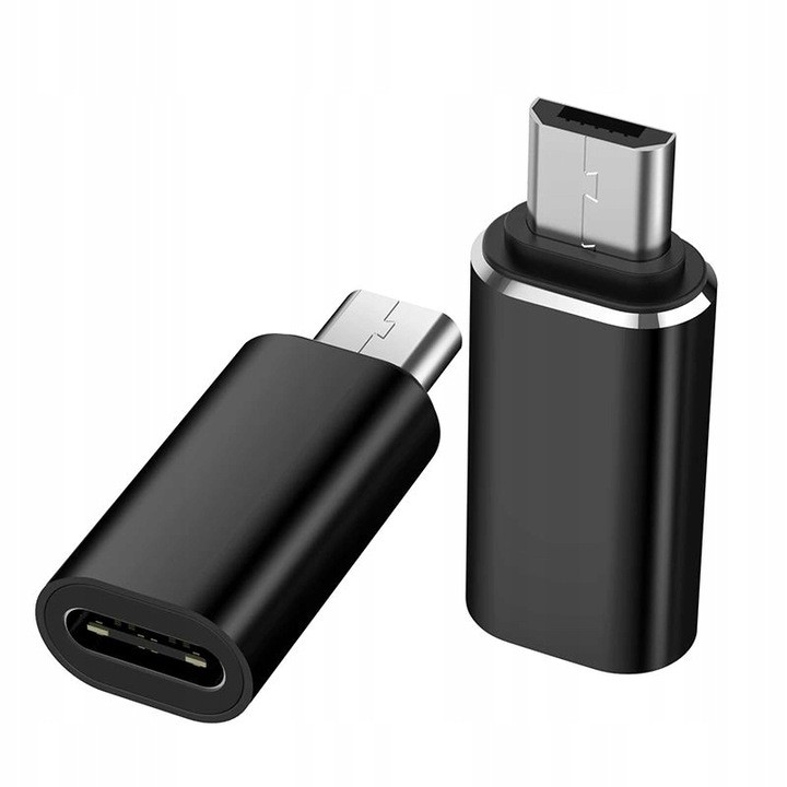 USB-C адаптер за телефон, Flippy, micro USB към TYPE-C, USB-C адаптер, TYPE-C адаптер, 2.8 см, черен