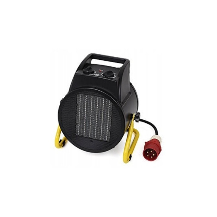 Elektromos fűtőberendezés, Emultimax, Ewp-5, Fűtőteljesítmény: 5 kW, Tápellátás: 380-400V 3~50Hz, Légáramlás: 423 M³/H, Hőmérséklet-szabályozás: 5°C és 35°C között, Méretek: 23,5 x 30 x 34,3 cm, Fekete