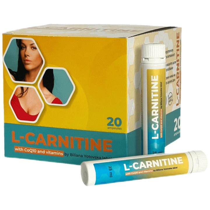 Хранителна добавка Biliana Yotovska L-Carnitine 3000 mg with CoQ10 and Vitamins, 20 x 25 мл