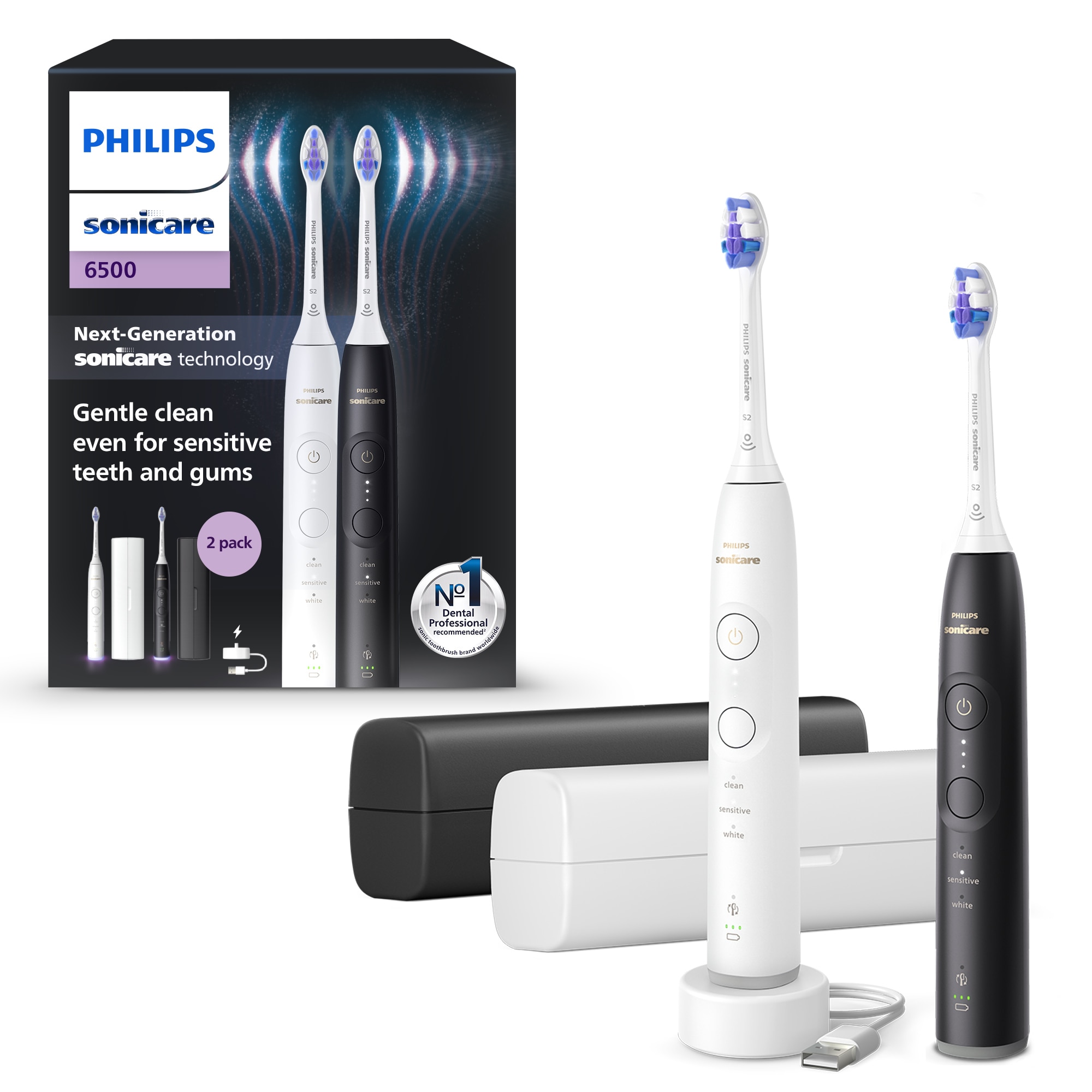Set doua periute de dinti electrice Philips Sonicare HX7419/01, 62.000 miscari/minut,autonomie 21 zile, 3 moduri periere, 3 intensitati, senzor presiune luminos, functia BrushSync,