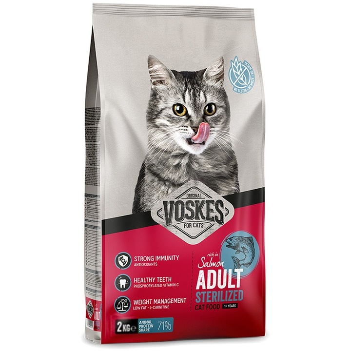 Voskes Adult Sterilized Salmon - szárazeledel ivartalanított macskáknak lazaccal 2 kg