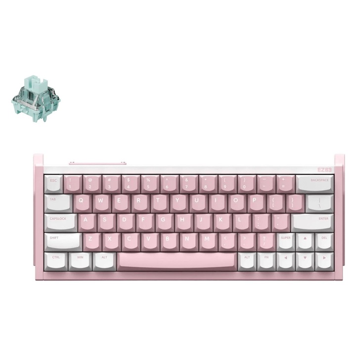 IQUNIX EZ63 Gaming клавиатура с магнитен превключвател Rapid Trigger, 8K Hz, с 60% кабел, Magnetic Jade Gaming, розова