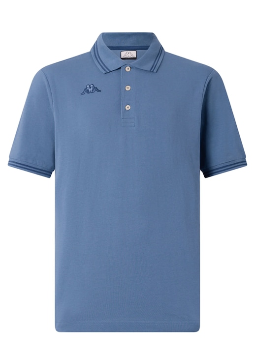 Tricou Polo din bumbac pentru barbati, Kappa, LOGO MALTAX 5 MSS, Albastru otel