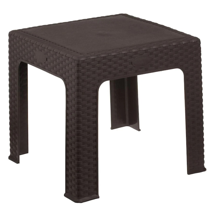 Masuta din Plastic Maro Tip Rattan pentru Gradina 48x48x41cm