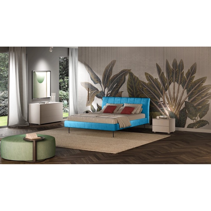 Pat matrimonial BALI cu saltea si somiera cu lamele din lemn