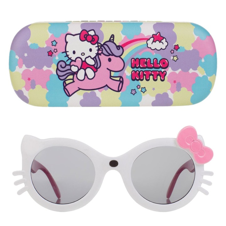 Hello Kitty Fehér Keretes Napszemüveg Szett Tokkal Gyermekeknek